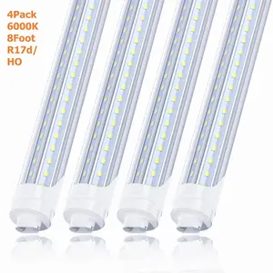4Pcs 8FT LED Bulbs Light, 72W 6000K Cool light, R17D/HO Base, 7200LM, 110W Equivalent Fluorescent Tubes F96T12/CW/HO, Ballast Bypass, Ceiling Lights for Shop Garage Warehouse Commercial Ilumination