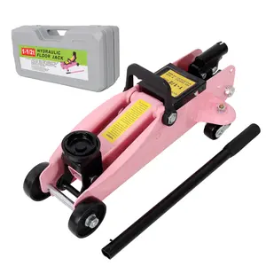 15 Ton Low Profile Hydraulic Floor Jack Steel Racing Trolley Jack Lifting Range 5"-11.8" 3300 lbs Capacity with Plastic Carrying Case Pink Color