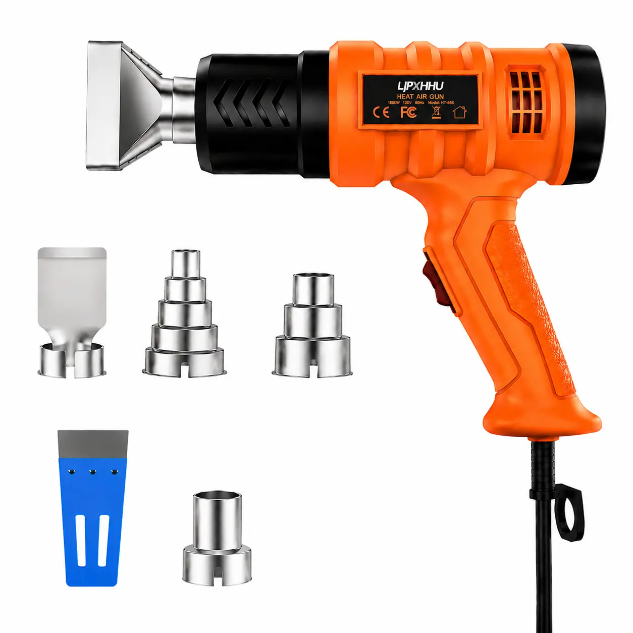 1850W Heat Gun, Variable Temperature Hot Air Gun with 4 Nozzles, Dual Temperature Settings, Fast Heating Heat Gun for Crafts, Vinyl Wrap, Heat Shrink Tubing, Paint Removal & DIY Repair