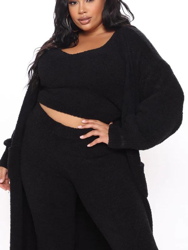 Living So Cozy 3 Piece Legging Set – Black | Cozy Lounge & Athleisure Set