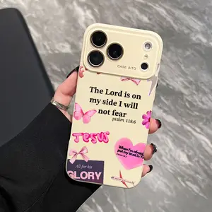 Elements Like Butterflies And Hearts Scripture Elements Case Dopamine Ins Style Solid Color Phone Case Ultra Skin Friendly Touch All Inclusive Lens Compatible with Apple iPhone 17 16 15 14 13 12
