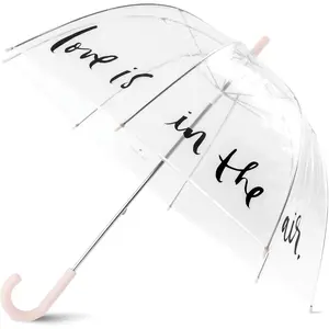 Clear Umbrella for Rain, Large Bubble Umbrella for Weddings, Love Is In The Air