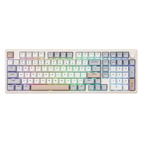Epomaker Galaxy100 Wireless Gaming PC Keyboard - 1800 ANSI Layout, Aluminum Gasket Mount, Cushioned Gasket, 8000mAh, South-Facing RGB, Hot-Swap Tri-Mode (USB-C/BT 5.0/2.4GHz), Knob, Creamy Feel, VIA Support, Productivity Tools for PC Gamers, Wireless Keyb