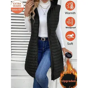 A women's black hooded zipper insulated slimming cotton jacket with versatile and trendy style.