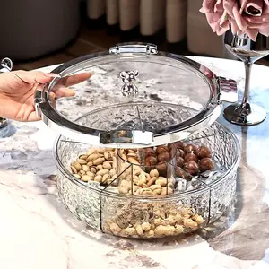 High-end Fruit Plate, Sealed Nut Snack Display Plate, Sealed Snack Tray, Light Luxury Home Living Room Coffee Table Fruit Dried Fruit Display Plate, Candy Snack Melon Seed Compartment Storage Box Storage Solution, Snack Containers