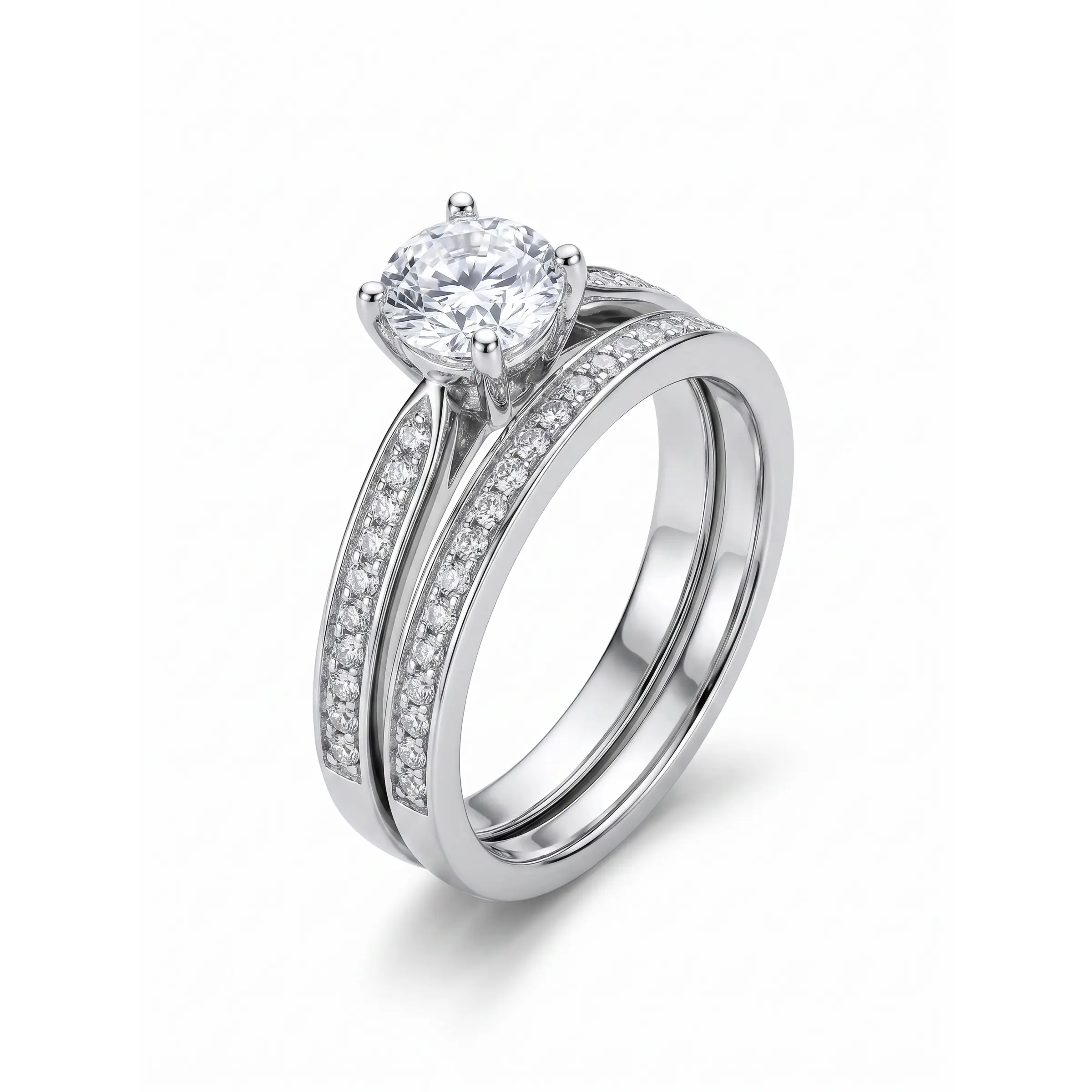 925 Sterling Silver Vintage Halo Wedding Ring Set for Women – Round Cut Cubic Zirconia Engagement Ring & Matching Wedding Band – Bridal Promise Ring Set