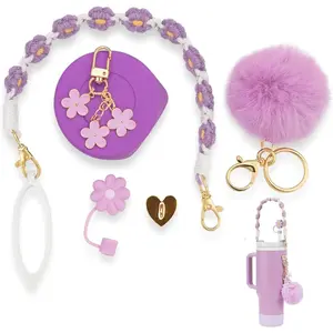 7-Piece Stanley Cup Accessories Kit – Silicone Boot, Straw Topper, Grip Band, Paracord Strap Charms – Fits 30oz 40oz Stanley Tumblers – Protective Tumbler Accessory Set