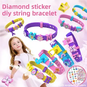 Children's homemade DIY bead string bracelet, equipped with cartoon-style decorative toys with letter markings