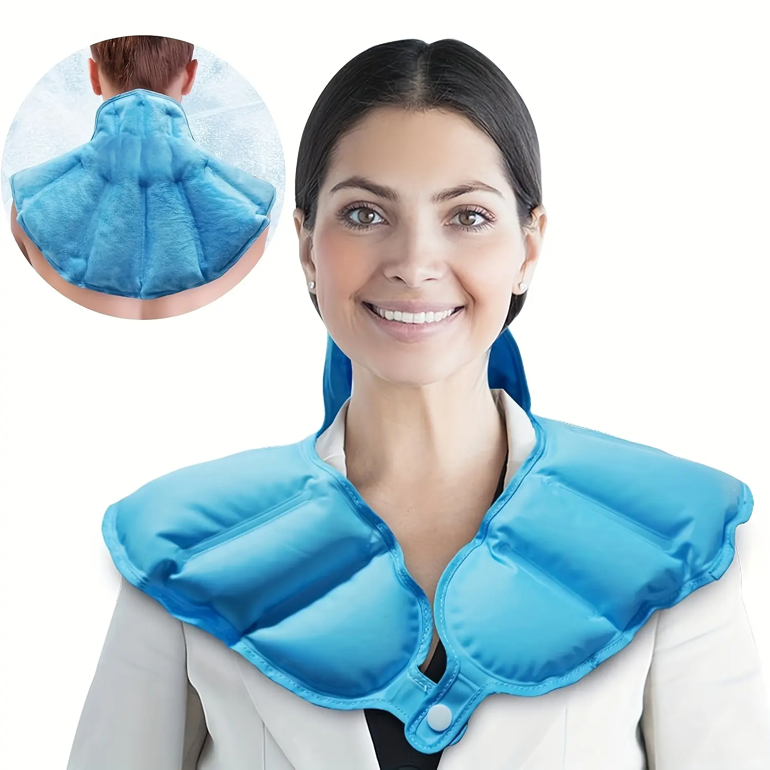 Ice Pack for Neck and Shoulders Upper Back Discomfort, Large Neck Ice Pack Wrap with Soft Plush Lining, Reusable Gel Cold Compress for Post-Workout Recovery, Blue