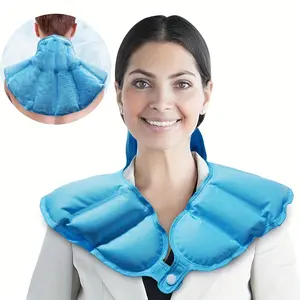 Ice Pack for Neck and Shoulders Upper Back Discomfort, Large Neck Ice Pack Wrap with Soft Plush Lining, Reusable Gel Cold Compress for Post-Workout Recovery, Blue