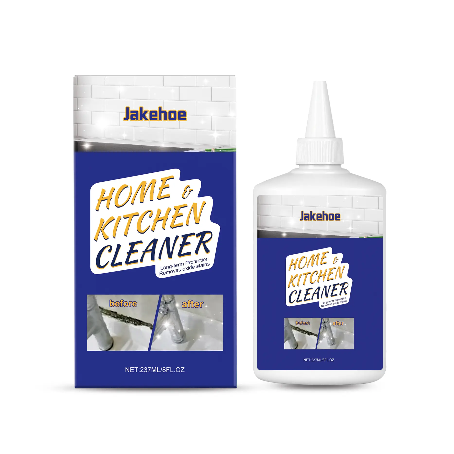 Jakehoe Household Gel Cleaner - All-Purpose Mold & Stain Remover, Gel Form, Safe & Convenient, Mess-Free Splash-Proof, for Kitchens & Bathrooms, 237ml, Removes Mold And Stains, Safe And Convenient