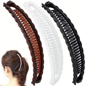 3 Banana Hair Clips, Large And Powerful Hair Clips with Double Combs, Classic Anti-Slip Hair Accessories for Women'S Straight Curly Long Hair