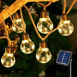 Solar Outdoor String Lights, 8M 16 Bulbs, Garden Lights, 8 Modes IP44 Waterproof, Wire For Balcony, Terrace, Party