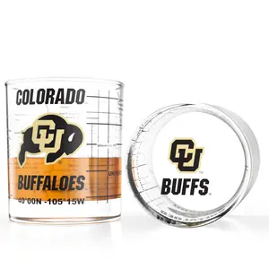 University of Colorado Buffaloes College Whiskey Glasses Set of 2 10 oz Full Color Logo Campus Map Dishwasher Safe Gift