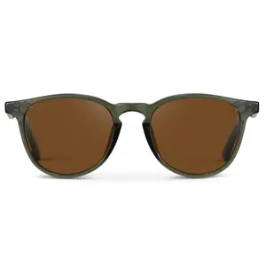 WMP Eyewear Rowan Unisex Polarized Round Classic Sunglasses - Full Rim Tac Acetate Frames, Polarised Lens