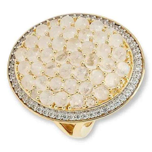 Rarities Fine Jewelry Rarities Rainbow Moonstone and White Zircon Oval Cluster Ring