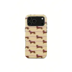 Cute Dachshund Dog Design with Pink Bows |   Playful Pet Aesthetic, Durable Dual-Layer Protection,phone Case Suitable for Iphone 11/12/13/14/15/16/17 Pro Promax Plus Air and Samsung S22/S23/S24/S25 Plus Ultra Fe