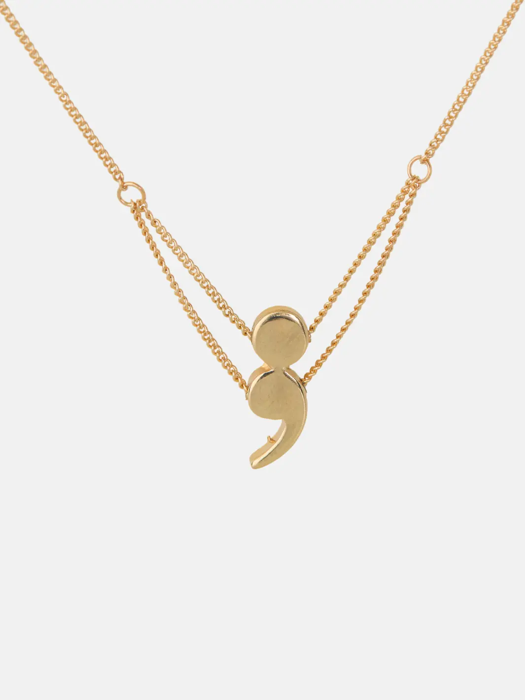 Minimalist Metallic Semicolon Pendant Necklace, Unisex Casual Costume Jewelry Fashion Accessory