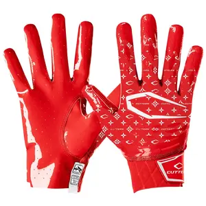 Cutters Red/White Lux Rev Pro 5.0 Limited-Edition Football Receiver Gloves with Air C-TACK Grip & Breathability for Enhanced Performance - Football Equipment