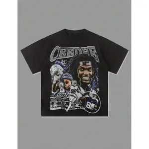 CeeDee Dallas Football Graphic T-Shirt, Classic Black Tee Featuring White Jersey Numbers 88 & 10 with Star Football Helmets Pattern, Casual Crew Neck Short Sleeve Streetwear Top, Unisex Soft Daily Outfit, Trendy Sports Fan Apparel for Game Day & Casual We