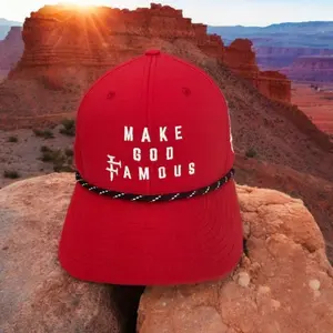 Make God Famous Hat - Bloodline Red 100% Performance Polyester Breathable Water-Resistant Reinforced 6-Panel Build with Curved Visor Adjustable Snapback One Size Fits Most