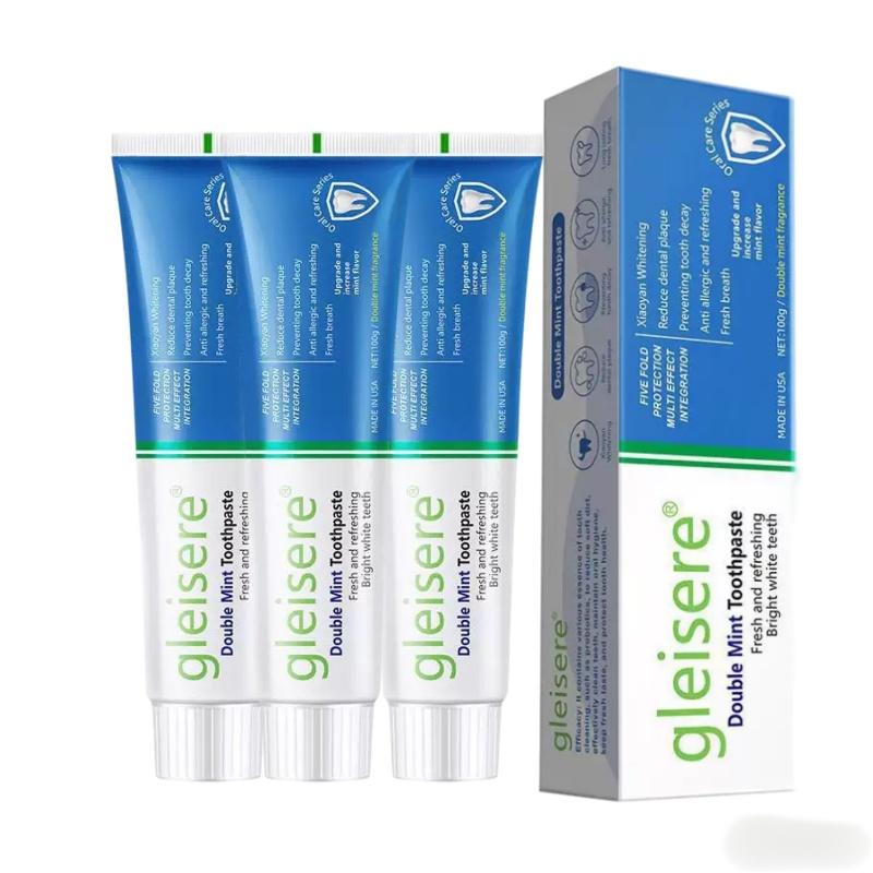3PCS Double Mint Toothpaste, Specialized in Halitosis, Bright White Teeth, 5-Layer Defense System, 100g