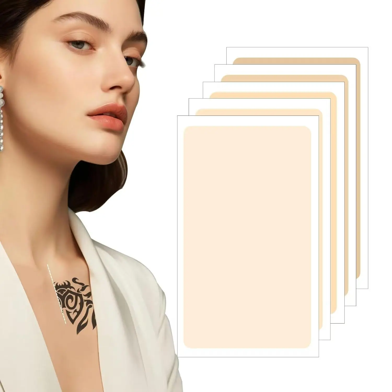 10 PCS Tattoo cover up patch, Effective Waterproof Tattoo Cover Up Tape, Invisible & Breathable Concealer for All Skin Tones, Skin-Friendly, Cuttable, Scars and Birthmarks