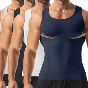 Men Compression Belt Shaper Vest 1/2/3 Pack Shapewear Vest Undershirt Tummy Control Fitness Tank Top Body Shaper for Everyday & Gym