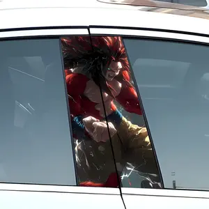 2pcs Anime Series Embossed Stickers - Especially Red Male Protagonist, Durable Waterproof Vinyl for Car B-pillars, Glass, Luggage, Living Room Walls and Home Decoration - Vibrant Anime Wallpaper Stickers, Suitable for Multi-Surface Decoration, Anime Stick