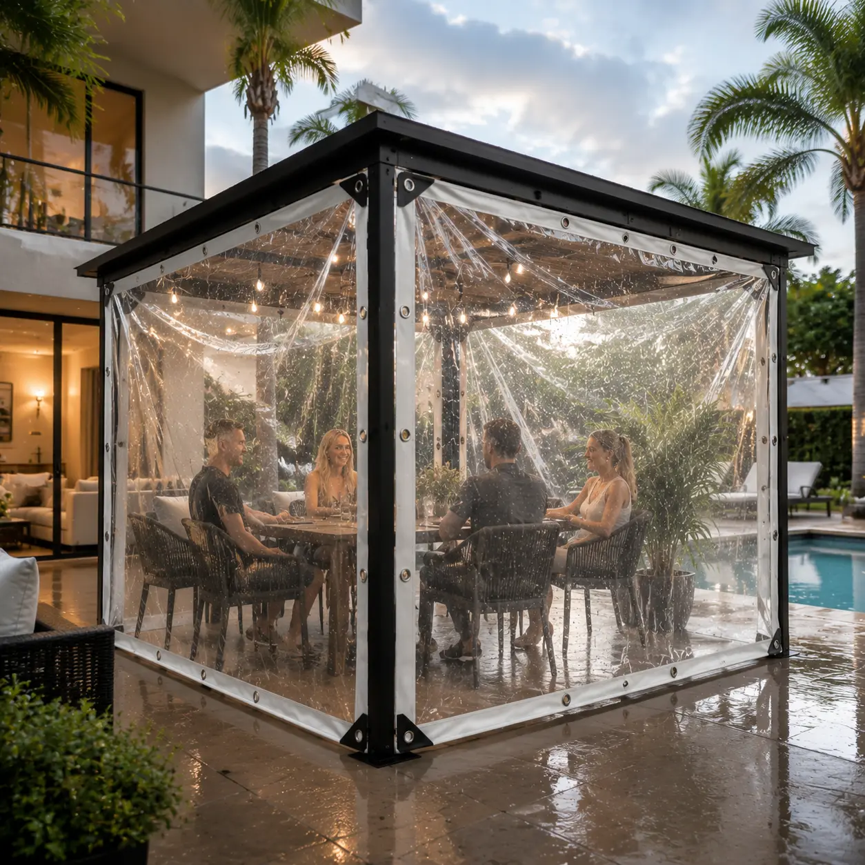 Transparent Heavy-Duty Clear Waterproof Rain Cloth, Versatile Lightweight Home Tarp with Thick Stitched Edges, Built-In Reinforced Rivet Holes for Outdoor Patio, Camper dustproof Protection