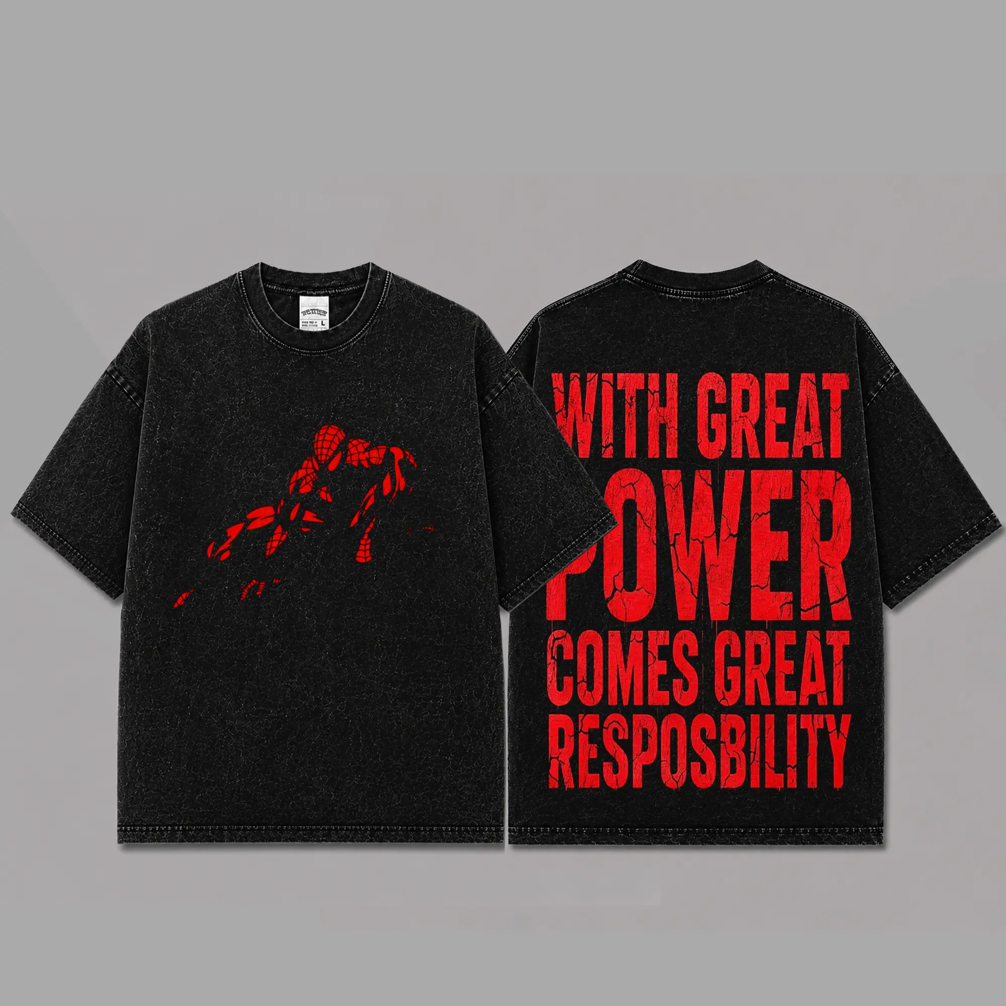 Ver 4 Spidey Inspired Oversized Black Graphic T-Shirt, Vintage Movie Actor Fan Tee, The Peter Shirt, Y2K Comic Style Streetwear Top, Black Cotton Unisex Tee, Retro Superhero Inspired Shirt, Gift for Movie Fans