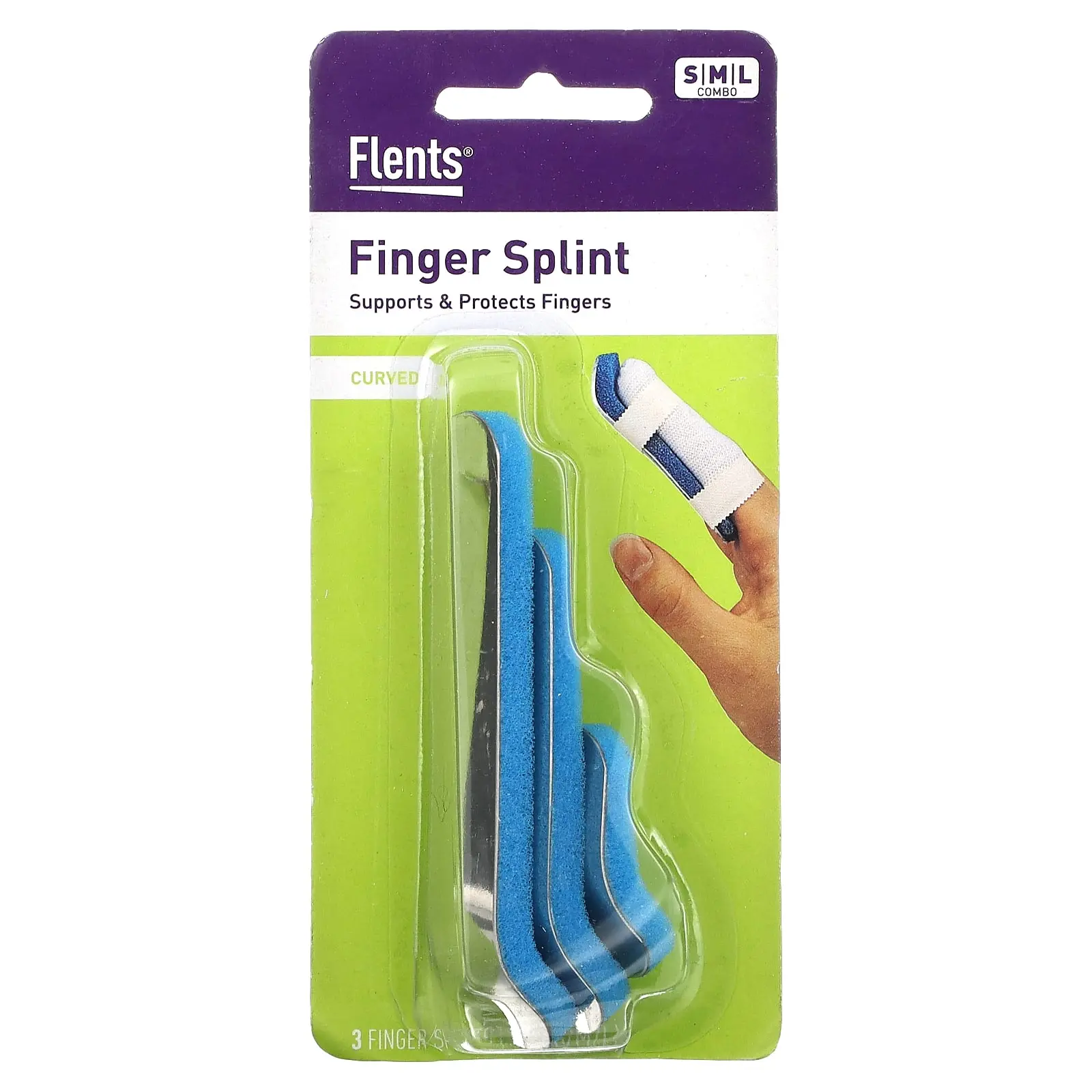 Flents Finger Splint, Curved, S,M,L, 3 Piece Set Flents Finger Splint, Curved, S,M,L, 3 Piece Set