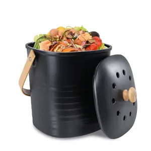 Beautiful Kitchen Compost Bin with Smell Proof Lid - Rust Proof and Odorless Compost Bucket for Your Countertop with No Smell Filters - Easy to Clean 1.1 Gallon Bin Looks Great On Any Kitchen Counter