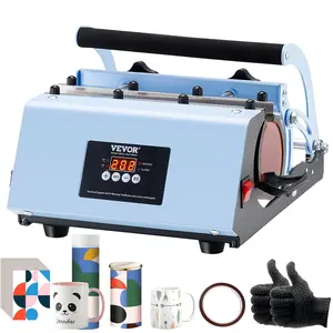 VEVOR Tumbler Heat Press Machine,  , 11-30oz Mug Press, Heat Up Fast and Even, Tumbler Press with Sublimation Paper, Tape and Gloves, Temp and Time Setting, for Sublimation Tumblers, Cups, Mugs, Blue