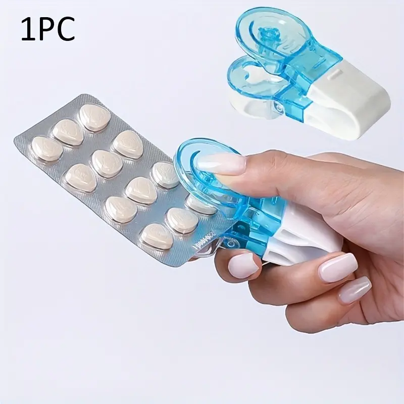 1pc Compact & Ergonomic Pill With Storage - Safe, Easy-Open Blister Pack Aid, Travel-Ready Healthcare Medicine Organizer, Medical Organizer, Vitamin Organizer, Supplement Organizer, Portable Vitamin Organizer