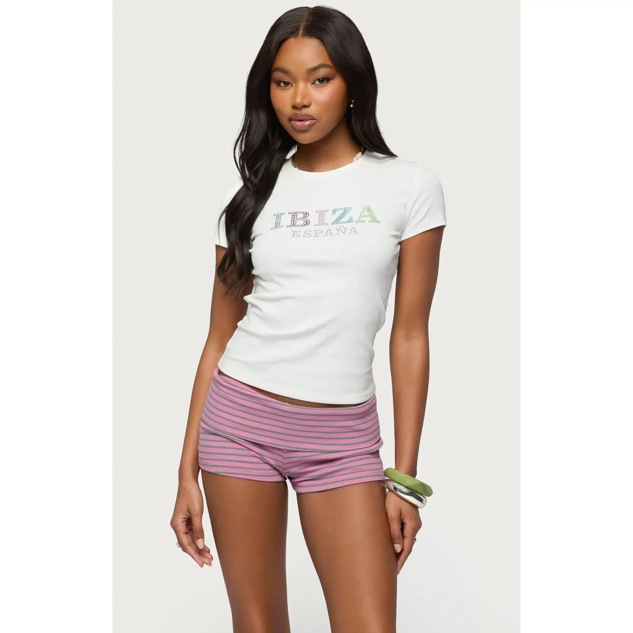 Edikted Women's Ibiza Rhinestone T-Shirt