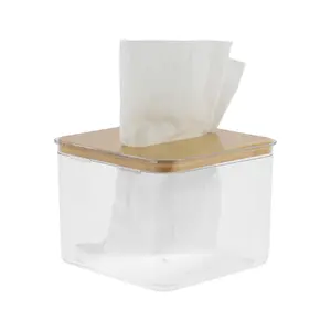 Unique Bargains 1 Pc Convenient Square Tissue Box Holder for Living Room Table Clear