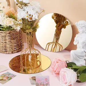 10 pieces, 15cm golden circular acrylic mirror table mat, Placemat, wedding table decoration, party candle decoration, party decoration, DIY background board, classic design, fashionable wall art, high-quality acrylic, Acrylic Coasters