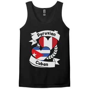 Peruvian Cuban Heart Flags Peru Cuba Tank Top