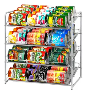 Organizer For Storing Cans In The Kitchen Cabinet Or Pantry, With A Capacity Of 48 Cans. Racks Hand Metal Multicolor