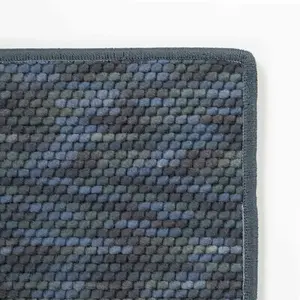 Lucca Dark Blue Textured Cut and Sew Custom Rug