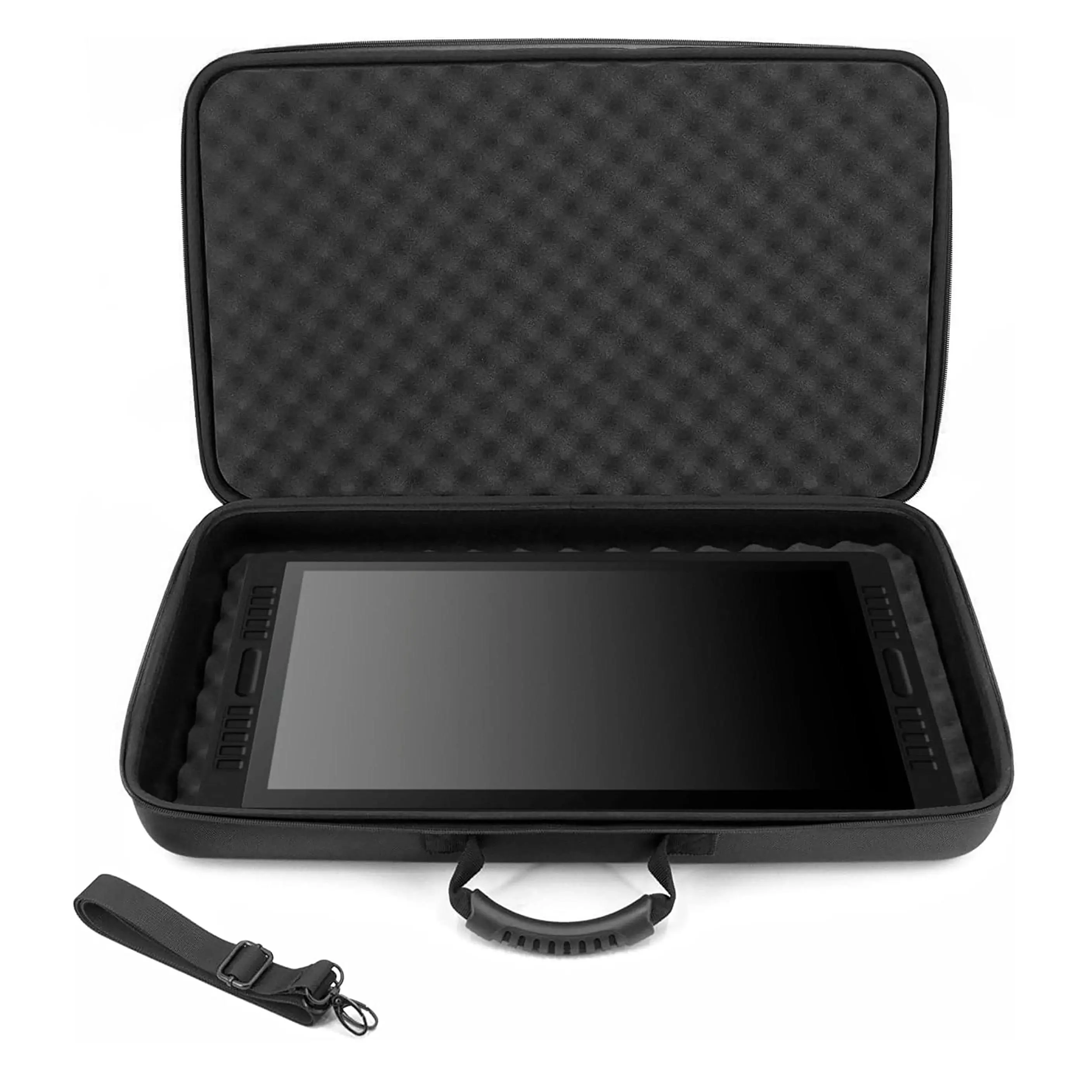 CASEMATIX Hard Shell Protective Case for Wacom Cintiq Pro 22 & Huion Kamvas 20 Drawing Tablets up to 22 Inches with Impact Absorbing Foam and Adjustable Shoulder Strap Black