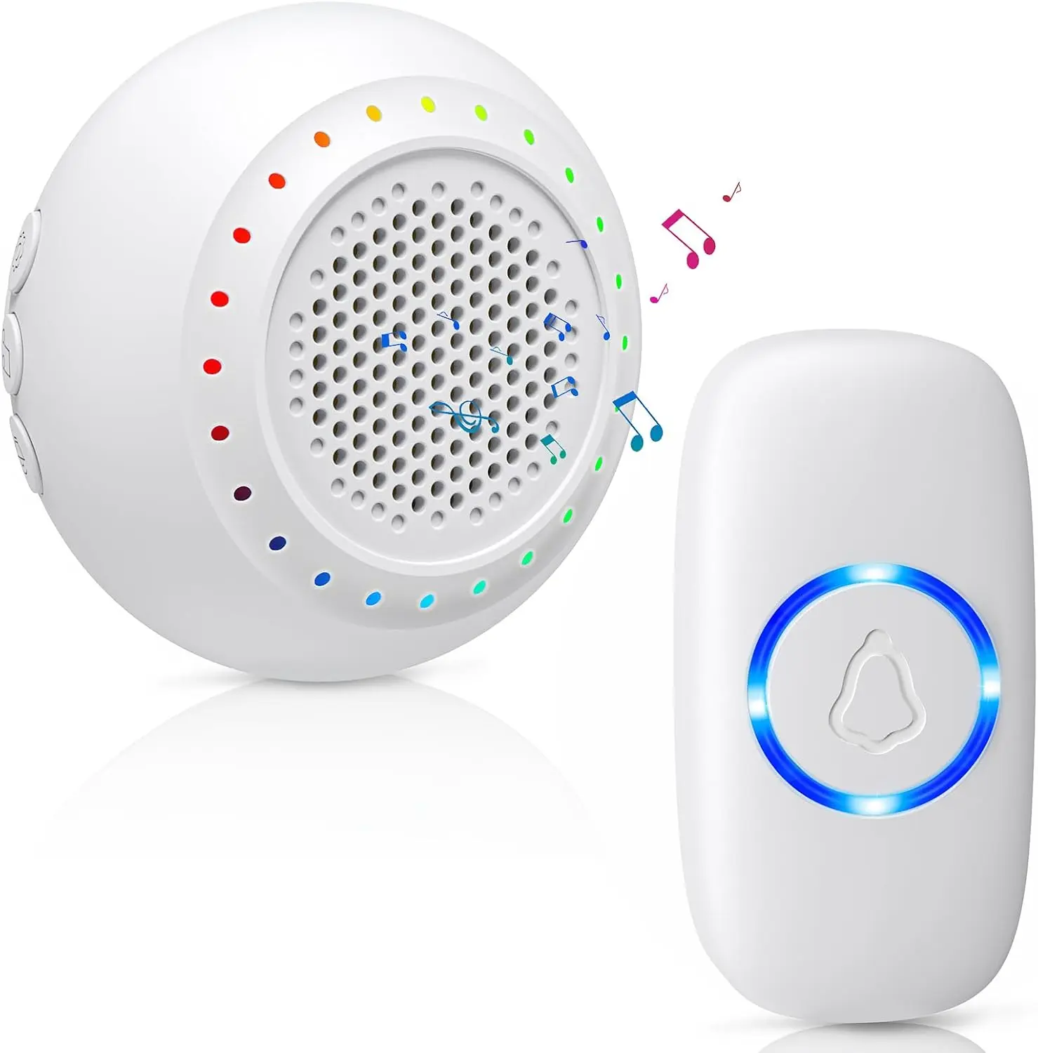Wireless Doorbell, PHYSEN Classroom Doorbell Door Bells Ringer Chimes Wireless, 1000ft Range, 48 Ringtones, 4 Volume Levels, Colorful LED Flash, Waterproof Door Bell Kits for Home Classroom Kids Room