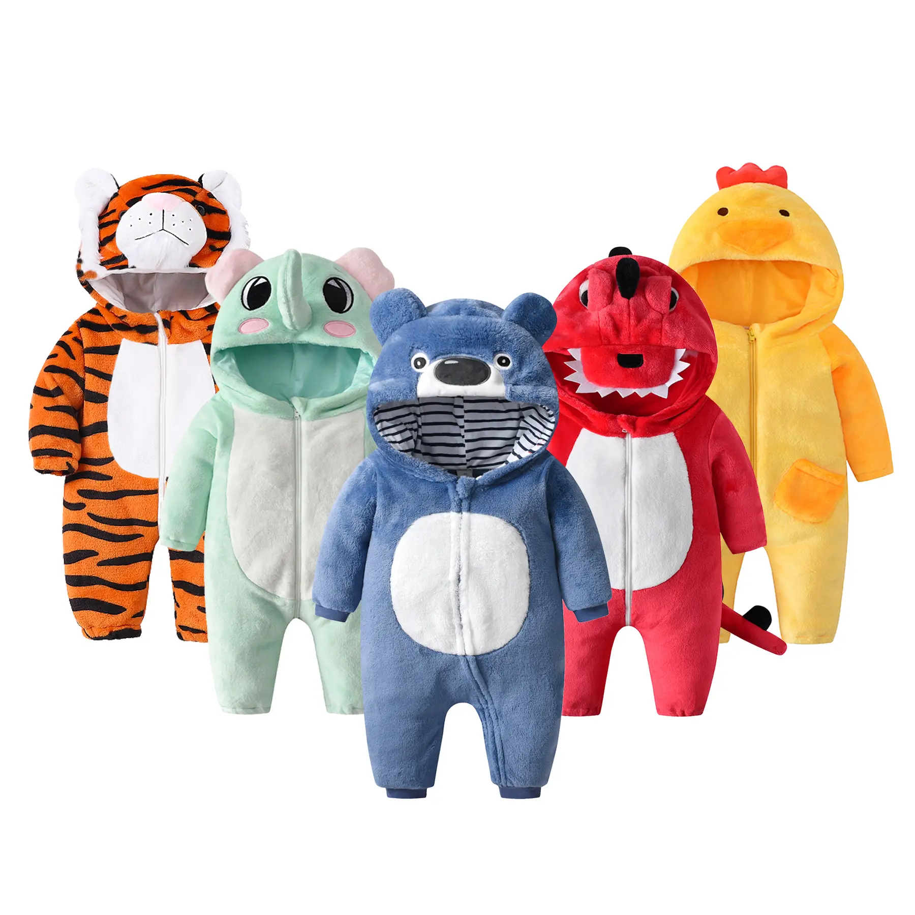 TONWHAR Children Tiger Flannel Soft Holiday Costumes, Cartoon One Piece Pajamas for Boys Girls, Kids Fuzzy Jumpsuit for Autumn, Toddler Carnival Lovely Costumes
