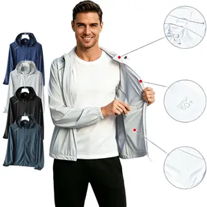 Men's UPF 50+ Sun Protection Hooded Jacket Lightweight Outdoor Coat
