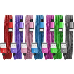 USB-C Fast Charging Cable 3-Pack Type C Charging [3.3/6.6/10ft], Durable Nylon Braided Design, Compatible with Samsung & Google Phones, Multi-Length Options