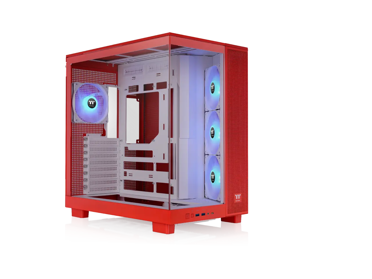 Thermaltake View 380 XL TG ARGB; 4x120mm ARGB Lite Fans Included; 360mm Radiator Support; 420mm GPU Clearance; Hidden Connector Support; Dual Chamber; Flaming Orange; CA-11E-00MRWN-00