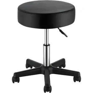 TikTokShopBlackFridayVEVOR Rolling Stools with Wheels, 400 LBS Weight Capacity Adjustable Height Stool with Ultra-Thick Seat Cushion, Swivel Stools Chair for Salon, Bar, Home, Office, Tatoo, Medical, Massage, Black