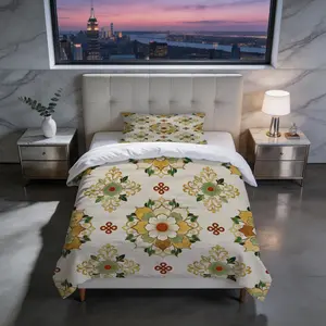 2/3 Piece Vintage Floral Mandala Duvet Cover Set, HD Digital Printed Comforter Cover, Soft Breathable All-Season Bedding Set with Zipper & Corner Ties, No Inserts for Bedroom Decor