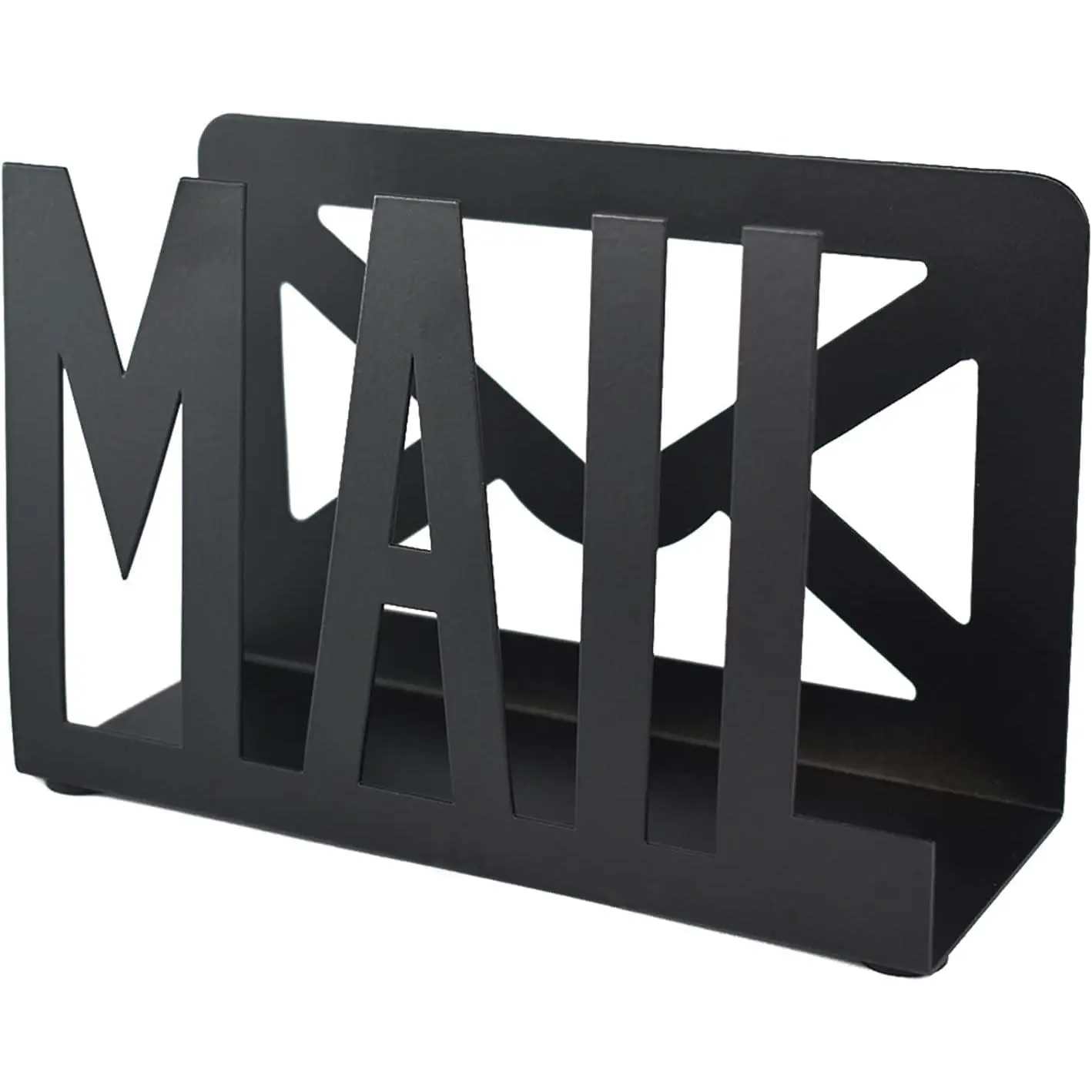 Desktop Letter Holder, Two-Sided Designs Black Metal Desktop Cutout Mail Letter Holder, Letter Sorter Envelope Holder for Home Office School, Bill Filling Paper Document